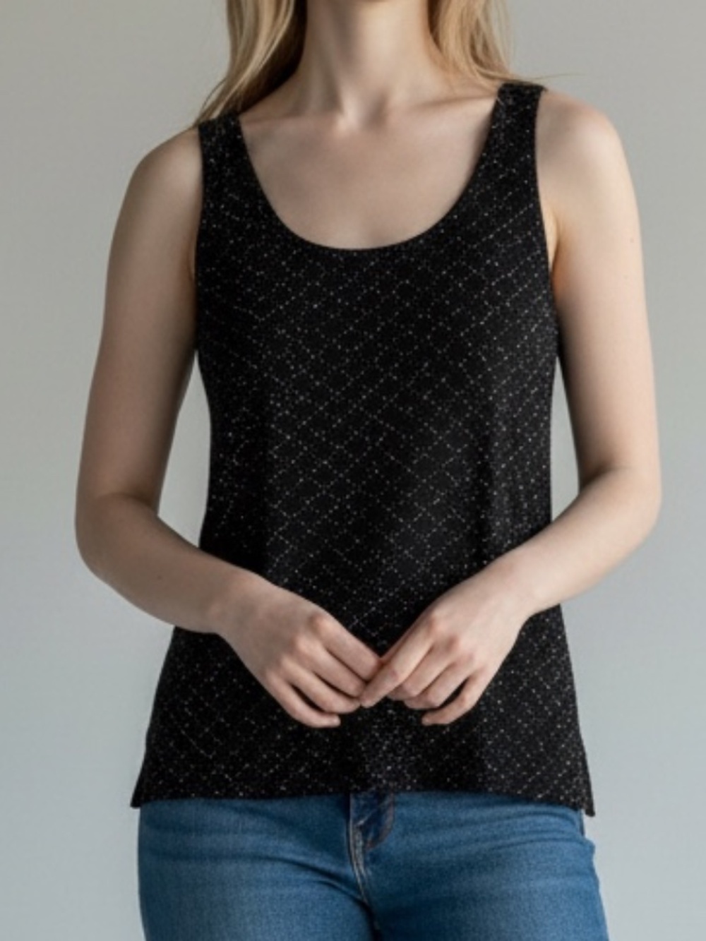The Limited Black Sparkle Tank Top Gold Shimmer Scoop Neck Medium